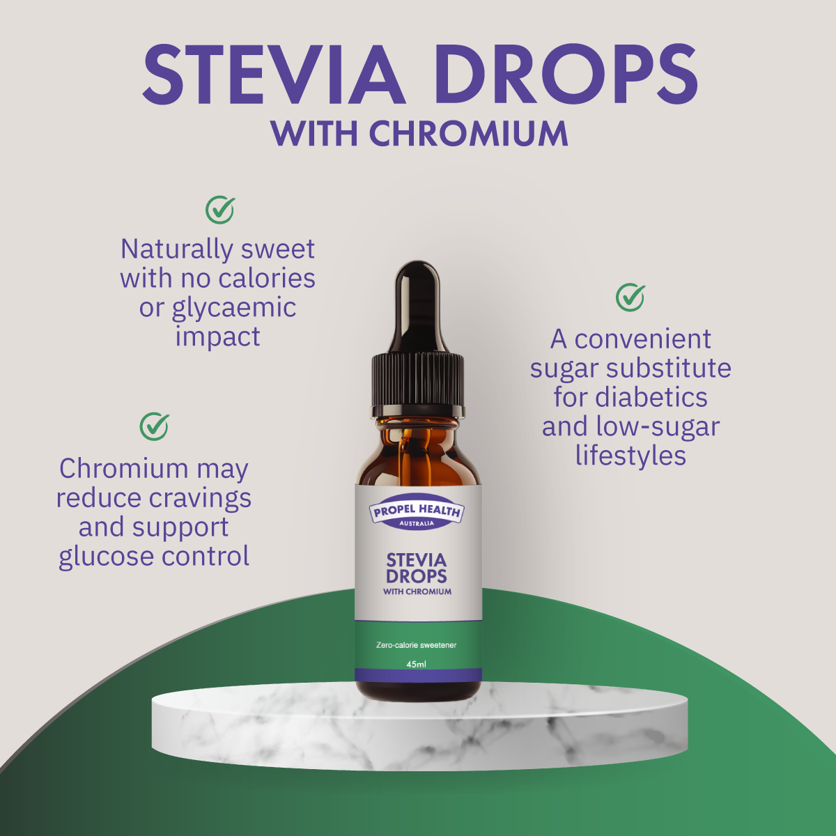 Stevia Drops | with Chromium | Australia