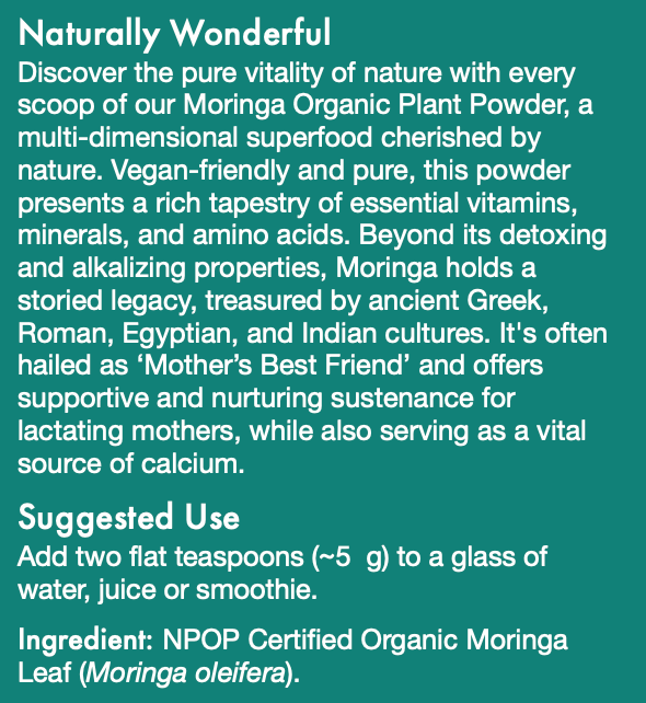 organic moringa powder superfood